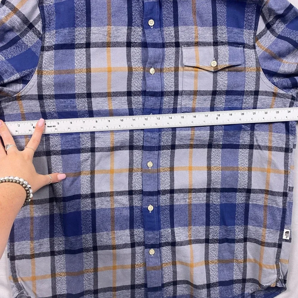The North Face Arroyo Flannel Shirt Mens XL Blue Plaid Cotton Long Sleeve Casual